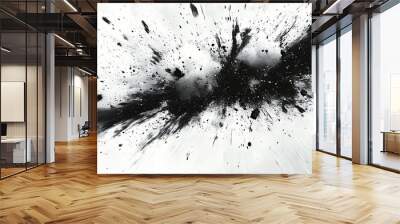 Illustration of abstract comic action with speedy lines, motion elements, and isolated bursts and explosions on a white background Wall mural