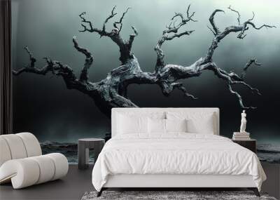 old dead spooky tree isolated on white background Wall mural