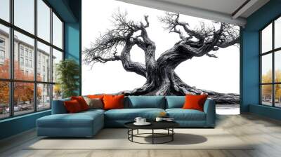 old dead spooky tree isolated on white background Wall mural