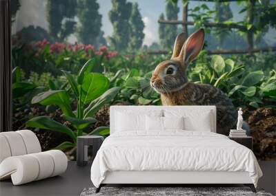 An Ai driven rabbit designed for rapid seed plam Wall mural