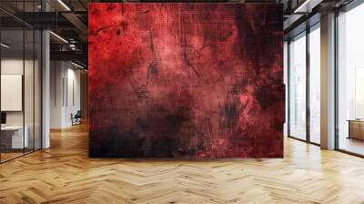 Grungy distressed red and black horror background Wall mural