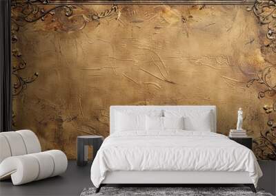 Vintage grunge textured brown cardboard parchment paper Wall mural