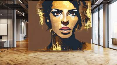 Woman-Illustration-African-American-Black-Hair-Beauty-Art-Abstract-Wpap Wall mural