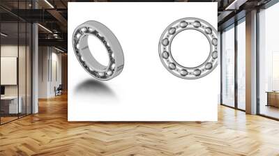 Spherical rolling element bearing (ball bearing) illustration showing an isometric and side views Wall mural