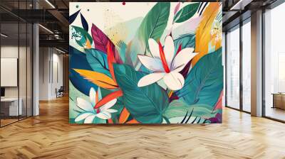 floral background, generative AI Wall mural