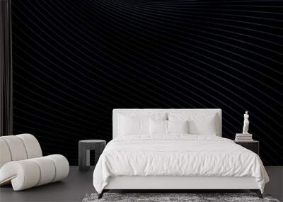 Black and white abstract curvy lines pattern copy space background illustration. Wall mural