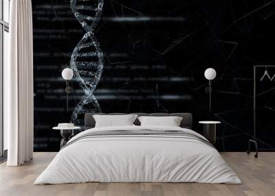 Blurry technology word on computer screen with dna structure. Copy space illustration background.	 Wall mural