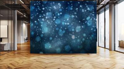 Dark abstract snowflake Christmas and New Year illustration background. Beautiful dark blue colored Christmas and New Year Holiday greeting card. Wall mural