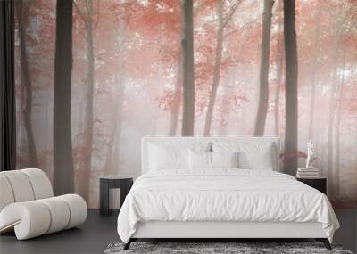 Red fantasy forest Wall mural