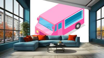 Big Streetfood Pink Truck Isolated Illustration Wall mural