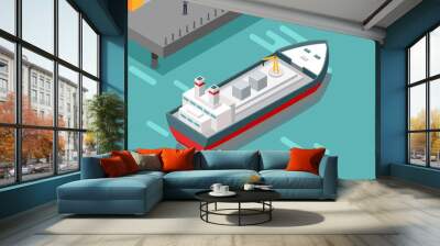 Cargo Port Illustration in Isometric Projection Wall mural