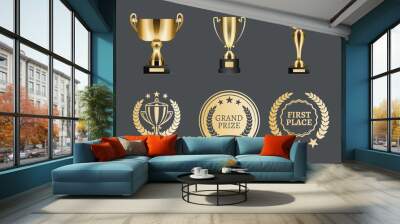 Champion Prizes Collection Vector Illustration Wall mural