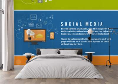 Icons for web design, seo, social media Wall mural