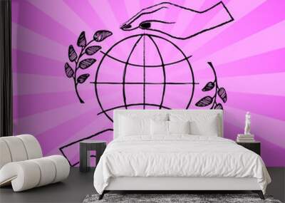 International Peace Day Vector Illustration on Blue Wall mural