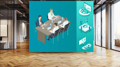 Meeting of Businessmen Set Vector Illustration Wall mural