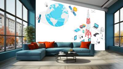 Poster Depicting Earth with Modern Technologies Wall mural