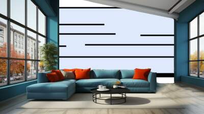 Rectangular box with rounded corners, blue background, and black outline. Horizontal lines inside suggest text. Ideal for labeling, notes, UI design, web elements, and messaging. Simple vector style. Wall mural