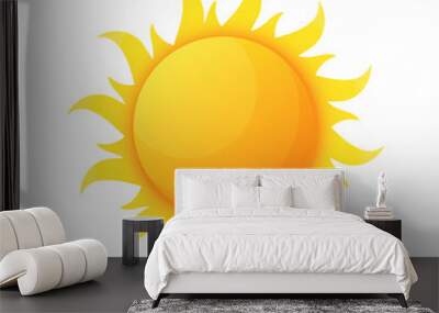 Sun illuminating warmth and heat vector, isolated sunburst, solar planet floating, isolated icon in flat style. Sunlight and fine weather beam and sunburst Wall mural