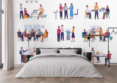 teamwork or team building, office business meeting vector. conference and brainstorming, annual repo Wall mural