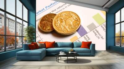 aussie coins on market performance graph Wall mural