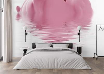 Piggy bank keeping its head above water.  Or is it drowning? Wall mural