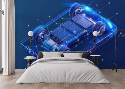 An electric car lithium battery pack is illustrated  Wall mural