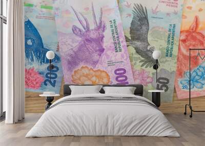 Argentinian money, Peso, Various paper banknotes, New currency Wall mural