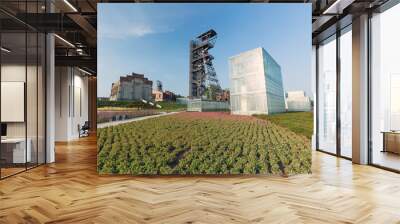 Katowice in Poland / Industrial landscape the old mine shaft Wall mural