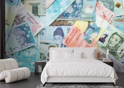 Money from around the world, various currencies Wall mural