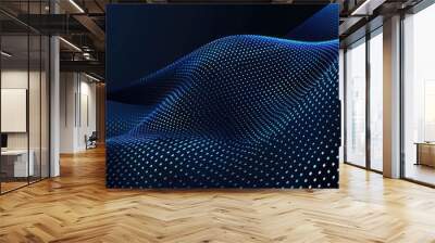 Blue background with a carbon fiber texture vector presentation design. Flat geometric pattern of dark blue dots on a navy backdrop for a wallpaper, web banner, or poster template Wall mural