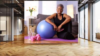 African grandmother happy after working out Wall mural