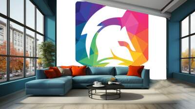 Spartan thunder logo design vector. Energy Vector Logo with spartan symbol vector design. Wall mural