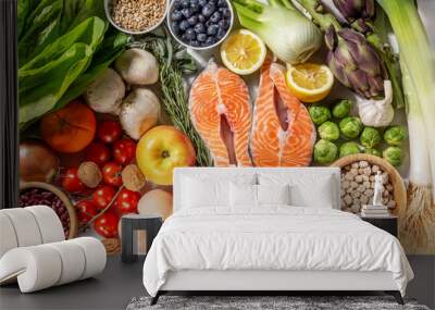 Freshly selection of healthy foods for keto diet Wall mural