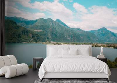 natural landscape with green mountain peaks in summer Wall mural