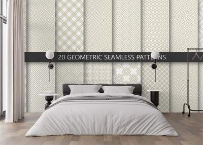 big set of 20 vector geometric seamless patterns. collection of linear modern patterns. patterns add Wall mural