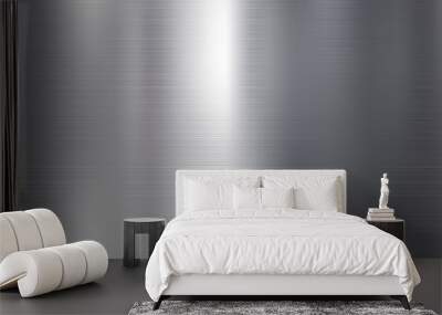 Seamless brushed metal texture. Vector steel background with scratches. Wall mural