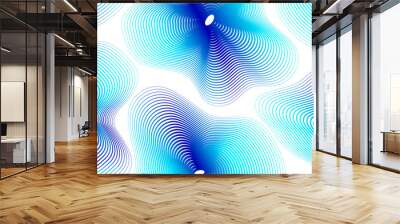 Abstract blue wavy lines background. Minimal topographic line contour map. Modern geographic grid texture decoration element. Vector Wall mural