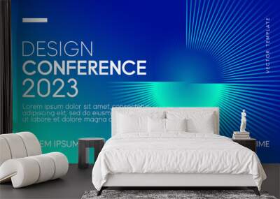 Abstract modern business conference design template with creative round lines. Minimal flyer layout. Vector, 2023-2024 Wall mural