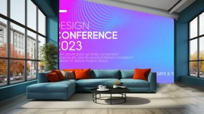 Abstract modern business conference design template with gradient halftone effect. Dynamic flyer layout. Vector, 2023 Wall mural