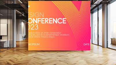 Abstract modern business conference design template with orange lines composition. Minimal flyer layout. Vector, 2023 Wall mural