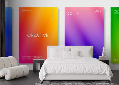 Set of colorful cover design templates. Abstract satin texture background for banner, posters, and wallpaper. Vector Wall mural