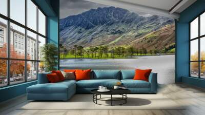 Buttermere lake in winter Wall mural