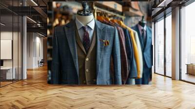 formal wear in a modern fashion store generative ai Wall mural