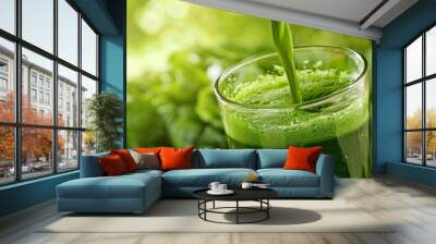 green juice in a glass generative ai Wall mural