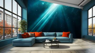 Abstract green and blue background with stars Wall mural