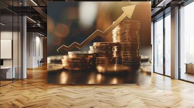 coins and graph growth, finance concept Wall mural