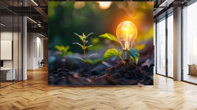 light bulb in the garden, idea concept Wall mural