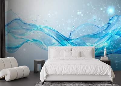 splash of blue water on bright background. Wall mural