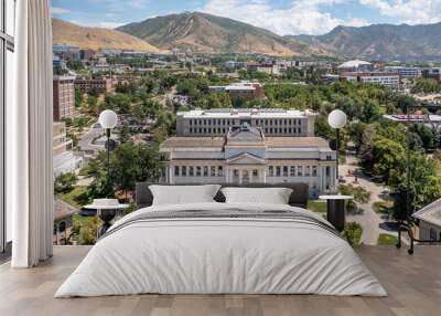 Aerial view Utah State University buildings Wall mural