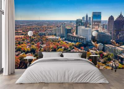 Where suburban houses and downtown Atlanta buildings meet Wall mural